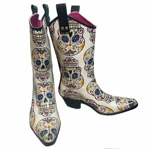 BLAZIN ROXX Sugar Skull Cowgirl Boots women size 8 Día de Los Muertos
